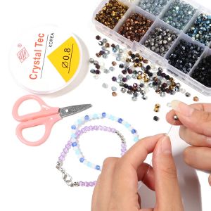 Jewelry Making Kits Czech Crystal Bicone Beads Kit For Making Jewelry Material Loose Spacer Beads Box DIY Bracelet Earrings