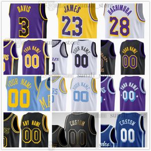 Maglie da basket maschile LeBron 23 James Anthony 3 Davis D'Angelo 1 Russell Austin 15 Reaves Max 10 Christie Rui 28 Hachimura Spencer 26 Dinwiddie Prince Wood Stampato