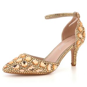 Dress Shoes Crystal Queen Women Wedding Silver Champagne Gold Rhinestone Pumps Bride Stiletto Princess Water Sandals High Heels H240409 PXP1