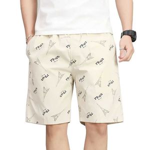 Mäns shorts khaki herrar tryckt shorts gata kläder strand män bermuda shorts j240409