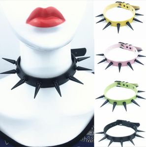 Chokers Gothic Black Spiked Punk Choker Collar Spikes Rivets Studded Chocker Necklace For Women Men Bondage Cosplay Goth Jewelry