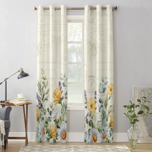 Flowers Daisies Lavender Curtains for Living Room Bedroom Study Decor Curtain Modern Kitchen Window Curtains