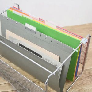 Filmappen Box Mesh Metal File Organizer Box Hanging File Foldble Holder Storage Box för Office Home A4 Letter Storlek