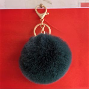 Multi Color 8cm Rabbit Fur Ball Keychain Pom Pom Plush Car Keychain Handbag Key Ring Pendant Key Chain Rings multicolors