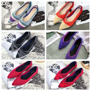 2024 Top Luxury Flat bottomed pointed ballet single shoes white soft soled knitted maternity women boat shoe casual and comfortable