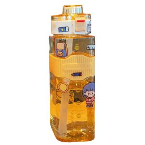 Square Shape Cartoon Water Bottle 720900ml stor kapacitet Drickspresent för barndagen Thanksgiving 240409