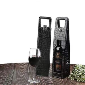 Bolsa de vinho de couro com alças transportadoras de vinho reutilizáveis bolsa de vinhos de couro preta de uma garrafa preta