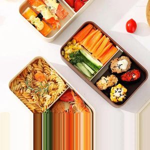 Lagringsflaskor japanska lunchbehållare 2-skikt förseglade stapelbara lådor med fack återanvändbar set påse skedgaffel