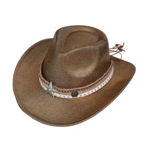 Nya västerländska fedora hattar för män kvinnor rullade brimjazz hatt breda brim filt hattar män kvinnor fedoras utomhus rese cock cowboy caps