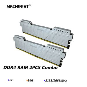 MACHINIST 2PCS*DDR4 RAM 8GB/16GB 2133HMZ/2666HMZ DDR4 Memória da área