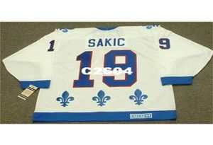 Män 19 Joe Sakic Quebec Nordiques 1992 CCM Vintage Retro Away Home Hockey Jersey eller Custom något namn eller nummer Retro Jersey5294177