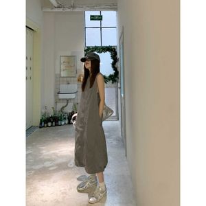 Gagd Workwear Functional Style Dress for Women Korean Sweet and Cool Design Drawstring Layering Loose Versatile Long Skirt