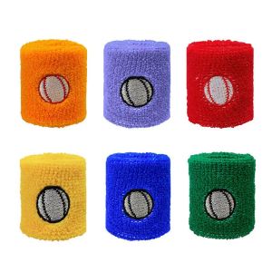 6PCS Sports Fatbands Moisture Nacting Athletic Terry Cloth Kids Wristband for Football Tinnis Basketball Running Gym