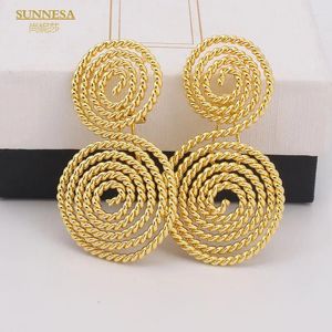 Dangle Ohrringe Sunnesa Braid Design Gold Farbe Tropfen elegant Dubai Big für Frauen Italienisch 18K -plattierter afrikanischer Schmuck