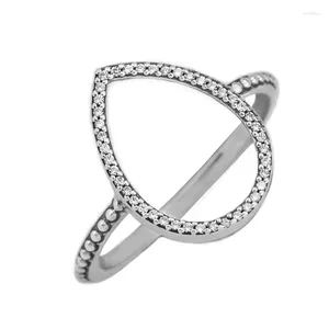 Cluster Rings Authentic 925 Sterling Silver Teardrop Silhouette For Women Engagement Wedding Finger Ring Statement Jewelry