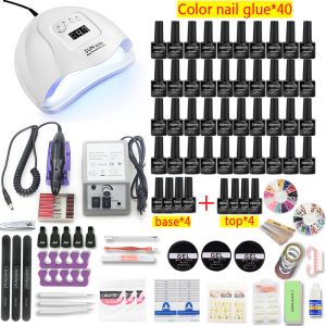 Kits 50/40/30/20/10 Color Gel Varnish Unha Polish com 1120W/72W/54W LED LED secador de unhas e máquina de perfuração de unhas para unhas