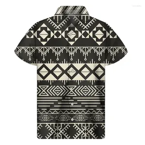 Erkekler Sıradan Gömlek Retro Meksika Aztek 3d Baskı Hawaii Erkekler Yaz Etnik Totem Desen Kapu Gömlek Sokağı Gevşek Kısa Kollu Bluz Üstleri