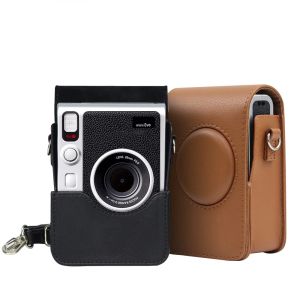 Tillbehör retro mjuk mini kamera fodral väska pu läderskydd med axelrem för instax mini evo kamerafodral