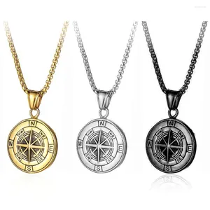Chains Metal Compass Cast Necklace Fashionable Titanium Steel Alloy Pendant