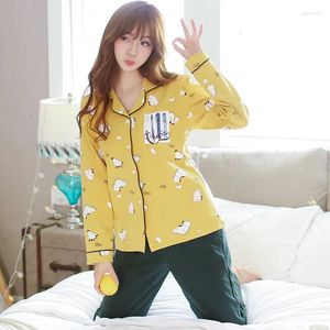 Home Clothing Clothes Women Pyjamas Two Piece Autumn Winter Pijama Large Size Pajama Set Female Sleepwear Kawaii Night Suit Nightwear