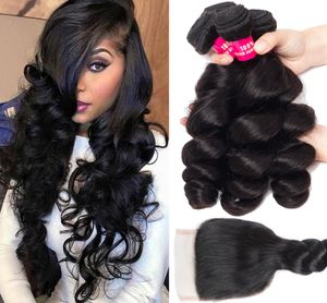 8A Mink Brazilian Body Wave Straight Loose Wave Kinky Curly Deep Wave Hair With Lace Closure Malaysian Peruvian Brazilian Hair Wea2936385