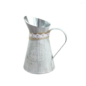 Vaser metall blomma vas kanna vintage galvaniserad kan kanna rustik hink container bondgård fransk keramik