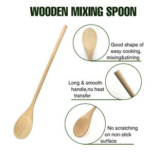 Wooden Bamboo Extra Long Handle Big Large Spoons 50cm 40cm Natural Wood Utensils for Cooking Mixing Stirring