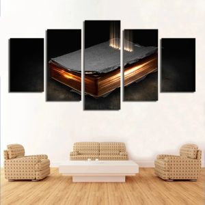 5 Piece Holy Bible Canvas Painting Wall Art Religious Christianity Posters and Prints Cross Pictures for Living Room Wall Decor