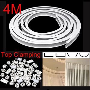 Accessories 4M Top Clamping Curved Curtain Track Rail Flexible Ceiling Mounted Straight Windows Balcony Curtain Pole Accessories