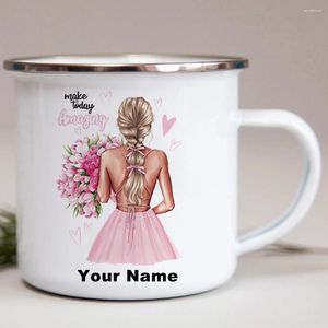 Canecas personalizadas personalizadas xícara de esmalte para as xícaras de café estampadas de anjo de hoje e caneca de viagem Kawaii Bar