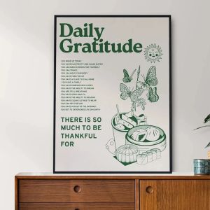 Modern Retro Green Dorm Room Daily Gratitude Quotes Wall Art Canvas Painting Posters For Living Room Home Decor