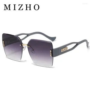 Sunglasses MIZHO Fashion Luxury Brand Big Rimless For Women Vintage Designer Sun Glasses Square Shades UV400 Gafas De Sol