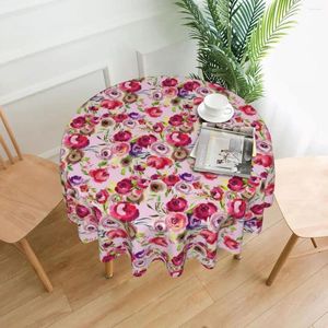 Tala de mesa Pretty Rose Rose Round Tolera de mesa Floral Design Cover para sala de jantar de cozinha Kawaii Polyster