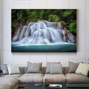Colorful Natural Scenery Waterfall Tree Sunshine Landscape Posters and Prints Canvas Painting Wall Art Pictures Room Home Decor