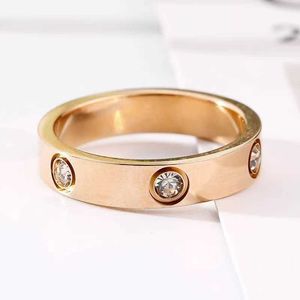 Van Bracelet Cartr Textura e personalidade TRÊS DIAMENTOS ROSE ROSE GOLD para casais masculinos e femininos Jóias de anel de casal de ouro banhado a aço titânio