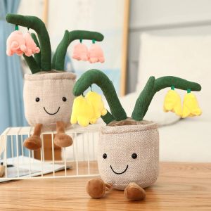 Lifelike Tulip Succulent Plants Plush Stuffed Toys Lily of the Valley Potted Flower French Romance Bookshelf Decor For Girl Gift