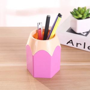 Kreativer Stift Vase Bleistift Pot Make -up Pinselhalter Schreibweise Tidy Plastic Desk Organizer Container School Office Supplies