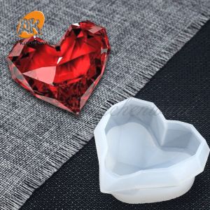 3D kalp şekli silikon kalıp çikolatalı buz küpü kalıp Sevgililer Günü DIY kil sabun kalıpları kek dekorasyon araçları Bakeware