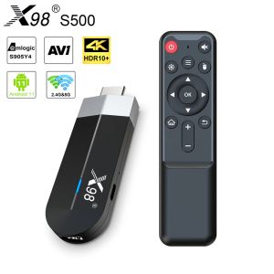 Box Android 11.0 x98 S500 Smart TV Box Amlogic S905Y4 2.4G/5G WiFi 4K H.265 Hevc BT Set Top Box Media Player Mini TV Stick X98S500