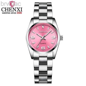 Kvinnors klockor Chenxi Fashion Pink Dial Watches For Women High Quality Quartz Watch Elegant Dress Ladies rostfria armbandsur XFCS 240409