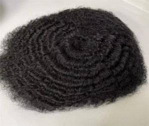 Full Lace Toupee Indian Virgin Human Hair Piece 10mm Afro Wave Hair Ersättare för svarta män Express Leverans4053711