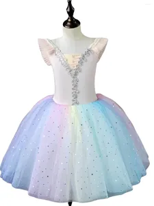 Scene Wear Childres Glitter Ballet Dress for Girls Paljett Tutu Leotard Girl Performance Princess Party Dance kjolar