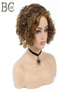 Shanghair 6 Zoll Kurzer lockiger synthetischer Perücken für schwarze Frauen afrikanische Frisuren natürlicher brauner Haarwig2283532