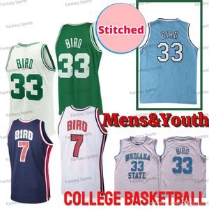 Retro Gençlik 33 Larry Forma Indiana Eyalet Sycamores 1992 Takım ABD 7 Kuş Blue Beyaz Green Gericilik Basketbol Formaları Ed Kids Mens