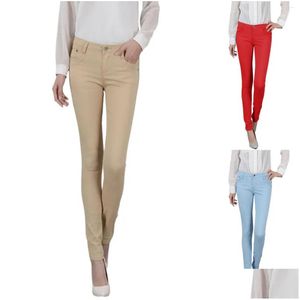 Womens Jeans Fashion Pants Solid Color Pencil Small Feet Denim Micro Stretch Ladies Bot Drop Delivery Apparel Clothing Ot2Qi