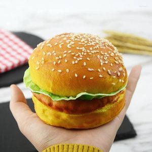 Decorative Flowers 1pc Artificial Hamburger Sandwich Food Model Decoration PU Simulation Children Toys Toy House Dog Kitchen Props