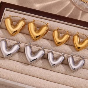 Orecchini per borchie Hollow Heart Ipoallergenic 18k Gold Gold Gollo Silver Colore 316L in acciaio inossidabile femminile's