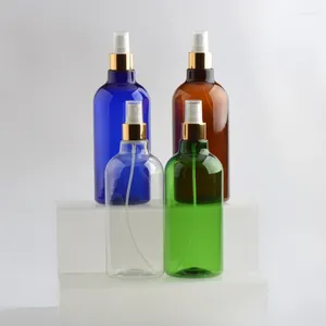 Bottiglie di stoccaggio 12 pezzi da 500 ml di plastica vuota con pompa a spruzzo oro Atomizzatore per profumo Atomizzatore Contenitore blu marrone verde imballaggio