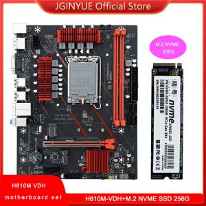 マザーボードJginyue H610 LGA1700マザーボードコンボセットM.2 NVME SSD 256G DDR4デュアルチャネルメモリ新しいデスクトップH610MGAMING