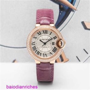 Роскошные часы Ronde de Carters смотрит на картеры Blue Balloon Series Watch 33 Dia 18k Rose Gold Automatic Mechanical Watch We902066 FN22